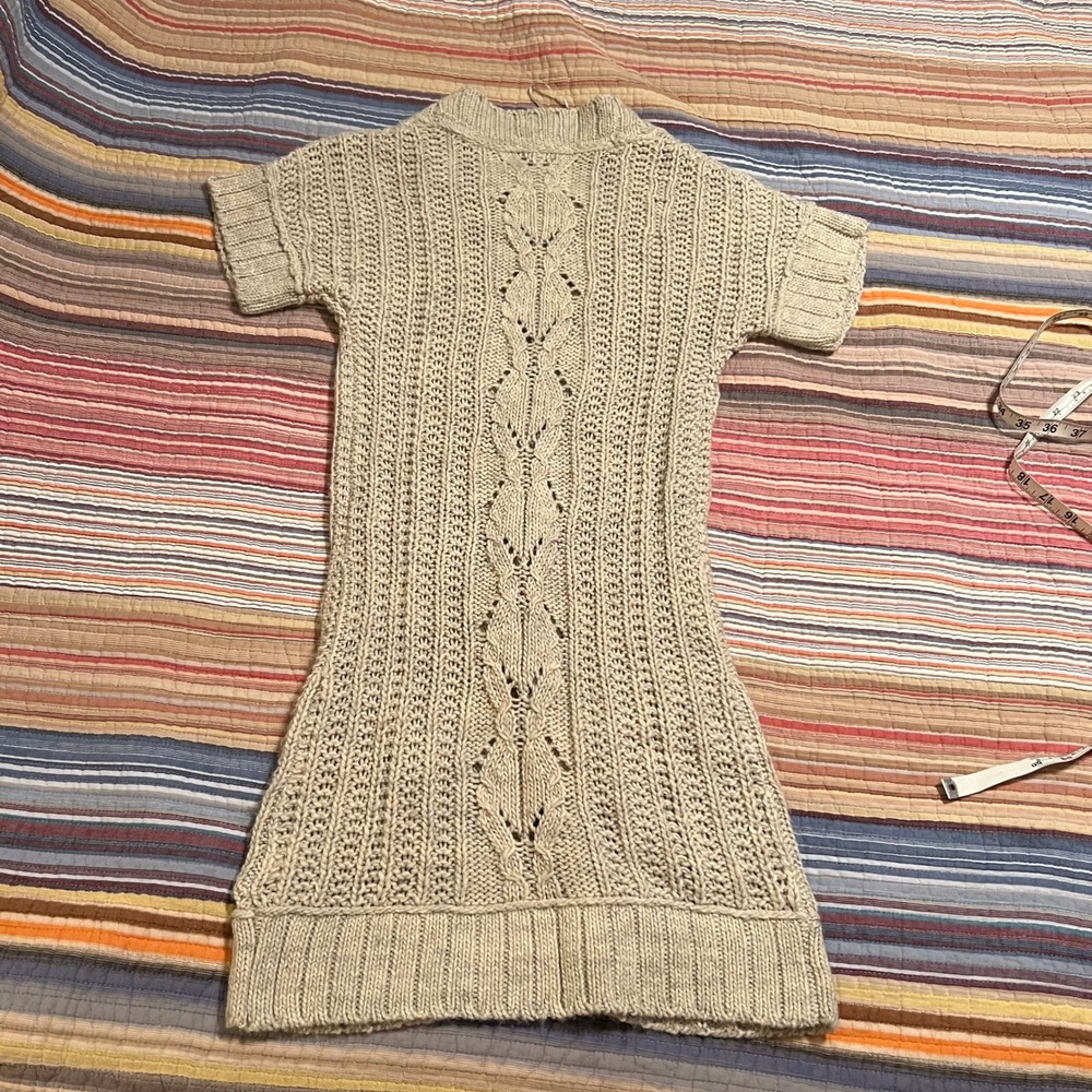 Aeropostale Tan Cable Knit Short Sleeve Cardigan‎ Sweater Dress S P - Picture 3 of 7